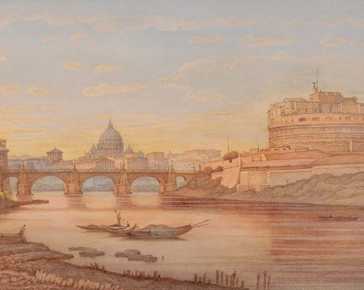 Zielcke Julius  - Castel Sant'Angelo e San Pietro visti dal Tevere, Roma *